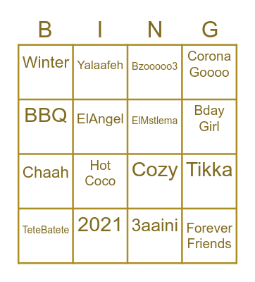 Forever's Bingo Card