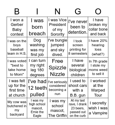 Flannel Fuckers Bingo Card