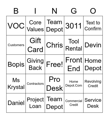 STORE 3011 Bingo Cards Bingo Card