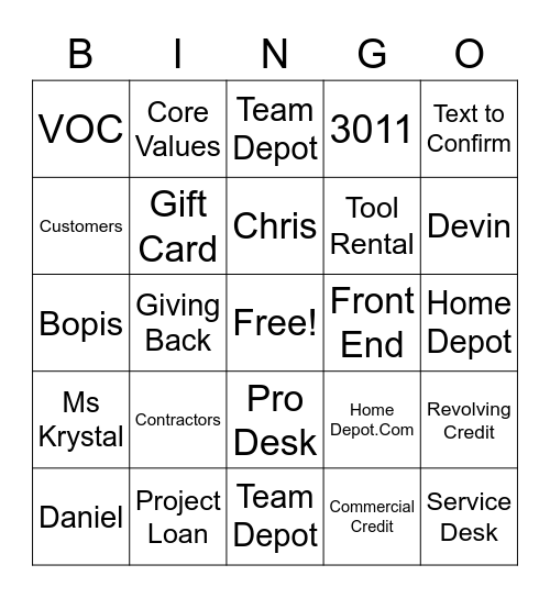 STORE 3011 Bingo Cards Bingo Card