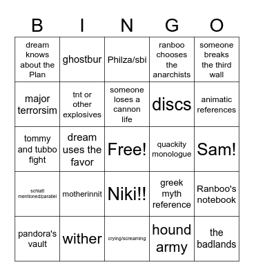 January 5 Festival Bingo Card
