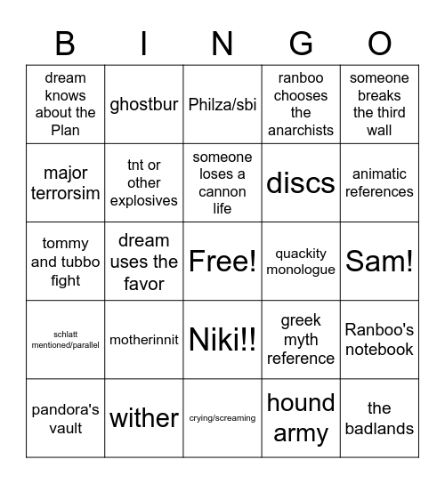 January 5 Festival Bingo Card