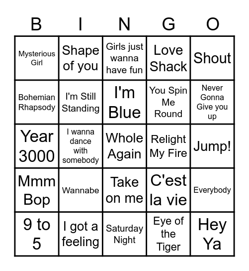Disco Bingo! Bingo Card