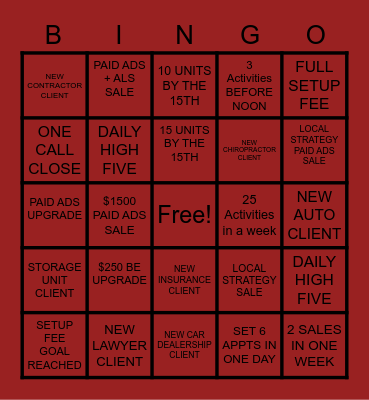 JANUARY TEAM CONTEST Bingo Card