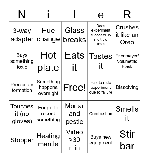 NileRed Bingo Card