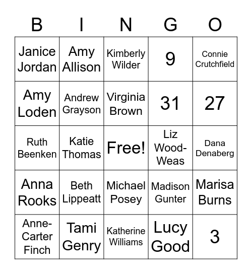 Who's Who at MBJH Bingo Card