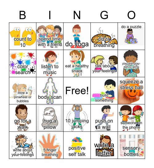 Coping Skills Bingo Card