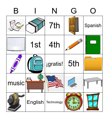 Classes & Classroom Bingo Card
