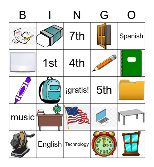 Classes & Classroom Bingo Card