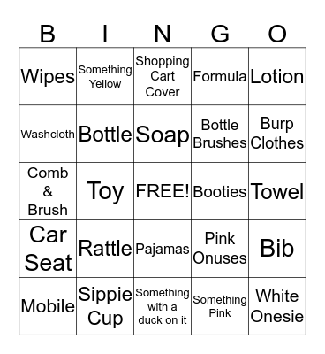 Baby Bingo Card