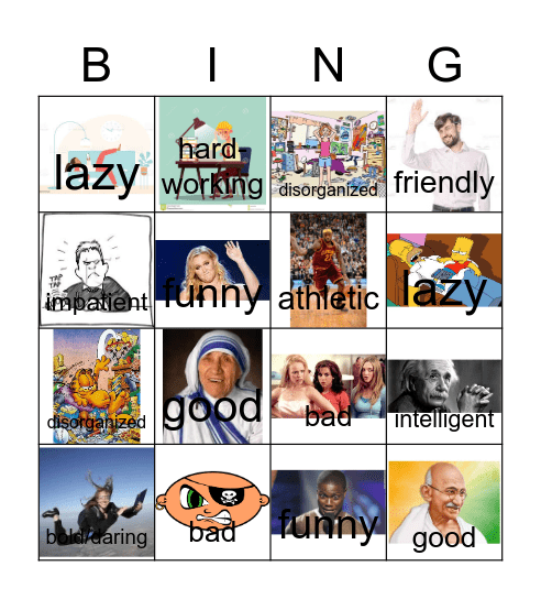 Adjectives Spanish Bing Bingo Card