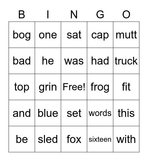 school words Bingo Card