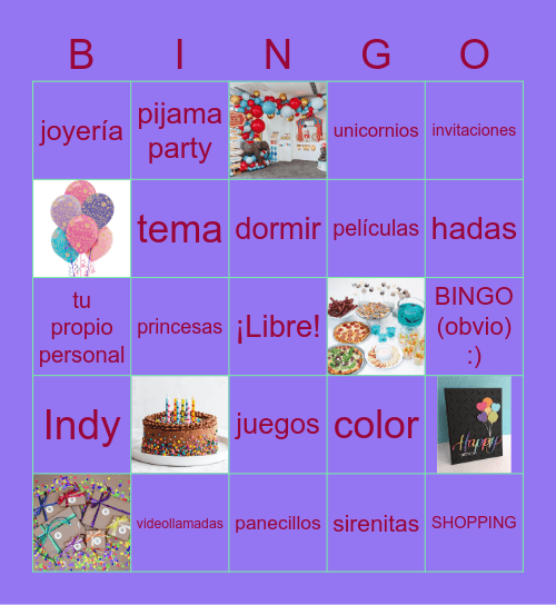 Cumpleaños Bingo Card