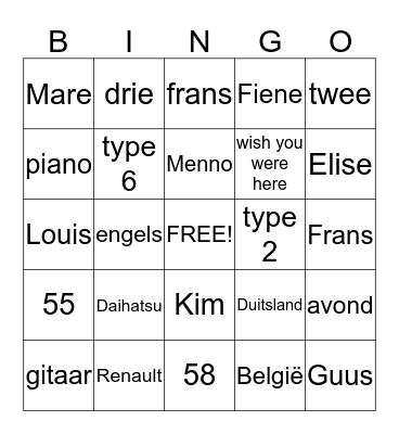 Bingo only for Friends Bingo Card