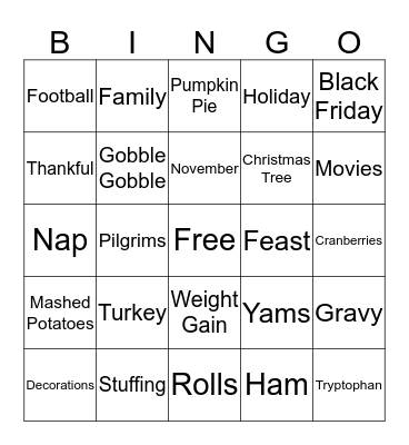 Happy Thanksgiving!! Bingo Card