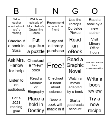 SHS Library Bingo Card