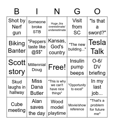 S/CS Team Bingo Card