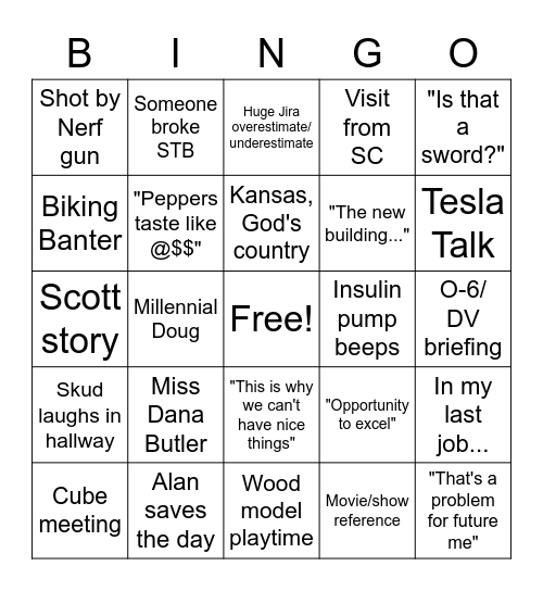 S/CS Team Bingo Card