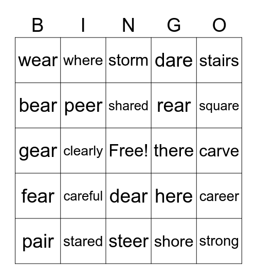 3- 1/5 Bingo Card