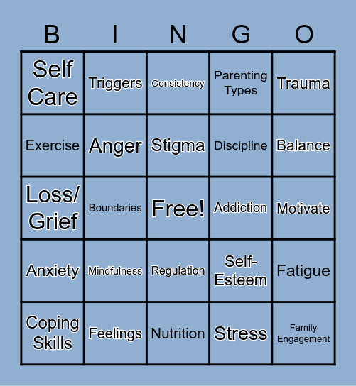 Mental Health BINGO Card