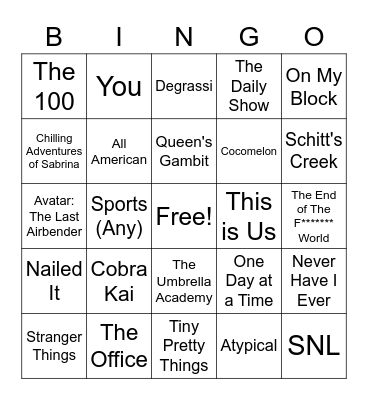 What Did You Watch? Bingo Card