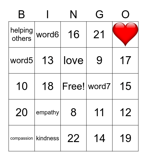 Counseling BINGO Card