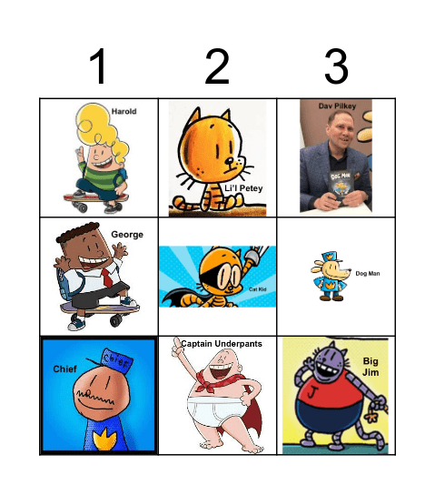 Dav Pilkey Bingo Card