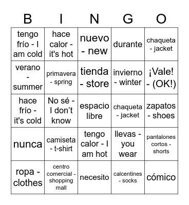 4.1 (1) Bingo Card