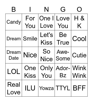 Valentine's Day Bingo Card