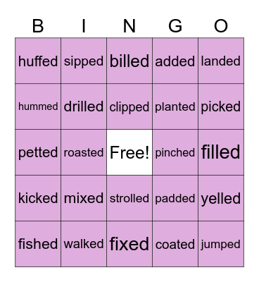 Sounds of -ed Bingo Card