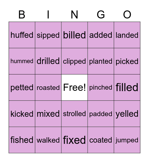 Sounds of -ed Bingo Card