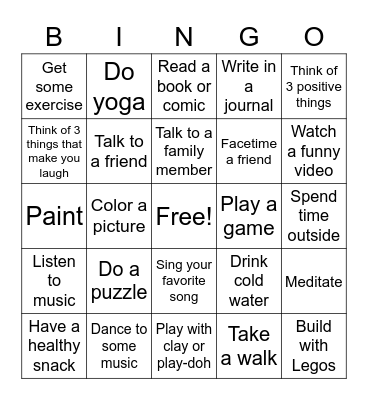 Coping Strategies BINGO Card