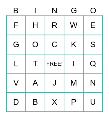 Letter Sounds Bingo Card