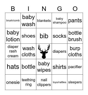 Baby Buck Bingo Card