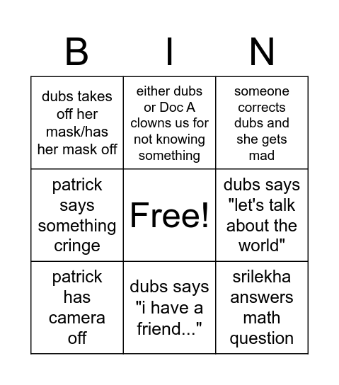 HiQ Bingo Card