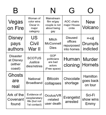 2021 Bingo Card