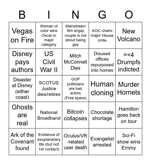 2021 Bingo Card