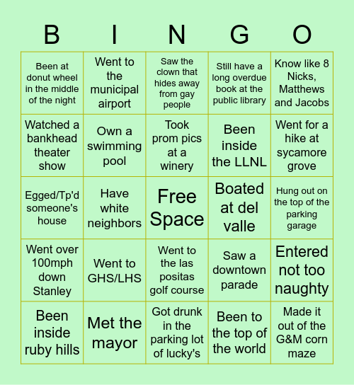 Livermore Bingo Card