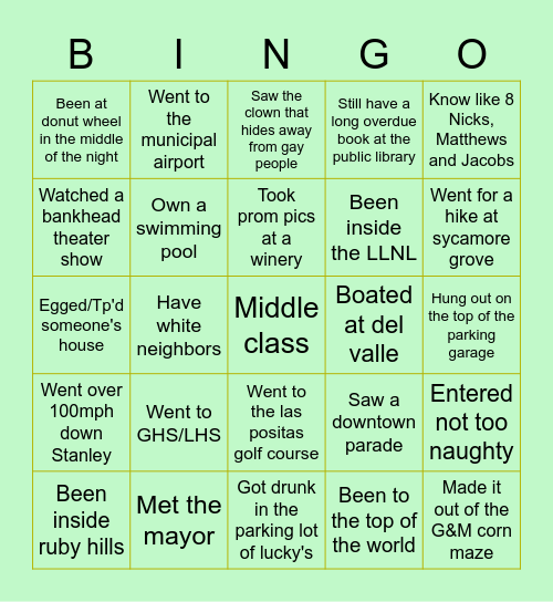 Livermore Bingo Card