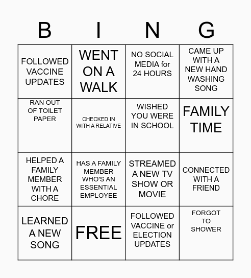 SCA 2021 BINGO! Bingo Card