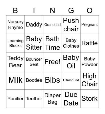 Baby Kazeem's Shower Bingo Card