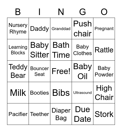 Baby Kazeem's Shower Bingo Card