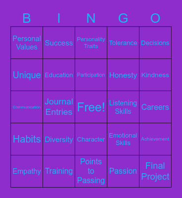 Welcome to Interpersonal Relationships! Bingo Card