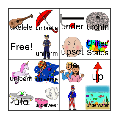 Letter U BINGO Card