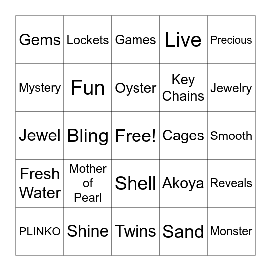 BLINGO Bingo Card