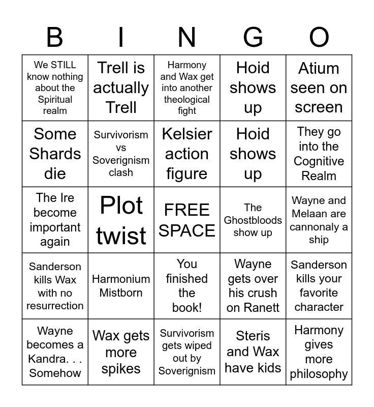 Wax and Wayne 4 "The Lost Metal" Bingo! Bingo Card