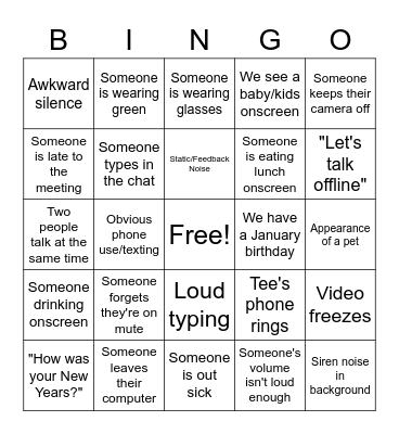 O&HI Team Bingo Card