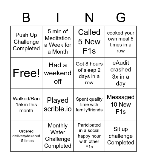 Busy Season Bingo Card
