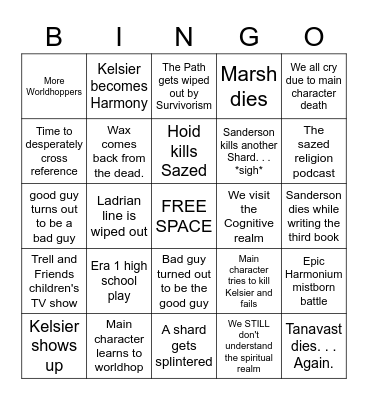 Mistborn Era 3 bingo! Bingo Card