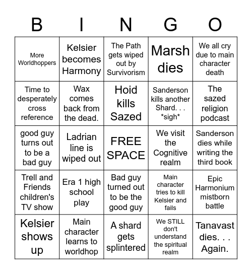 Mistborn Era 3 bingo! Bingo Card